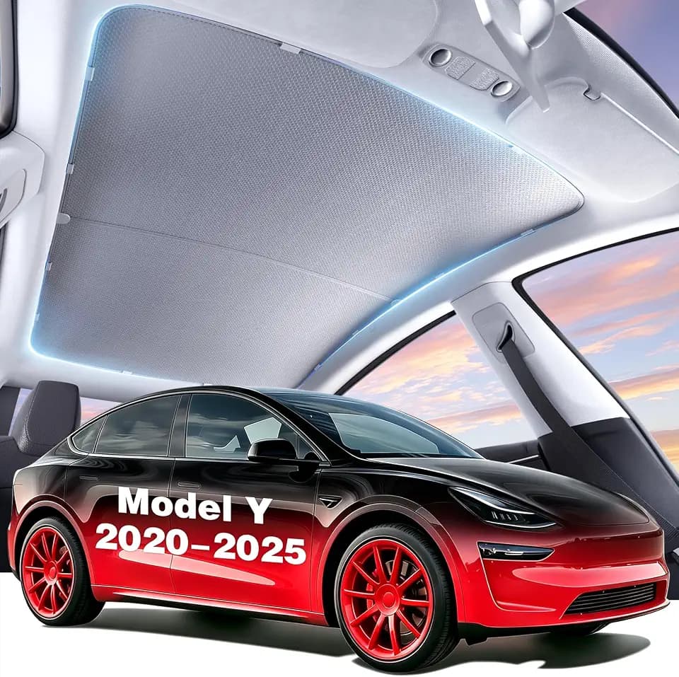 Roof Sunshade for Tesla Model Y 2020-2025, Full Blackout 2PCS