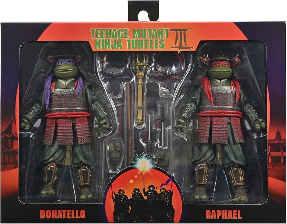 NECA Teenage Mutant Nin ja Turtles 3 (Movie) - Turtles in Time - 7" Scale Action Figures - Donatello & Raphael 2 Pack