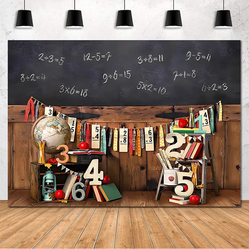 10x8ft Back to School Backdrop for Photography Vintage Classroom Math Problem On Blackboard Background Teachers Students School Backdrops for Photoshoot First Day Welcome Back Decorations