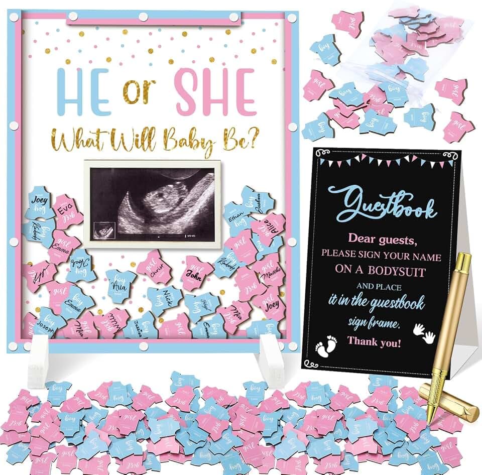 Beeveer Baby Shower Guest Book Alternatives Decorations, He or She