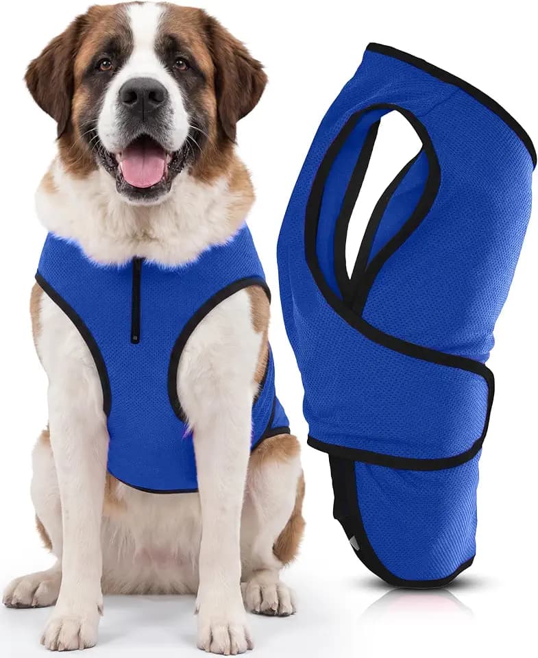 Dog Cooling Vest – Lightweight Jacket for Dogs with Zip Neck – Easy On/Off Cooling Coat for Walks, Travel & Outdoors by Lautus Pets - XXL
