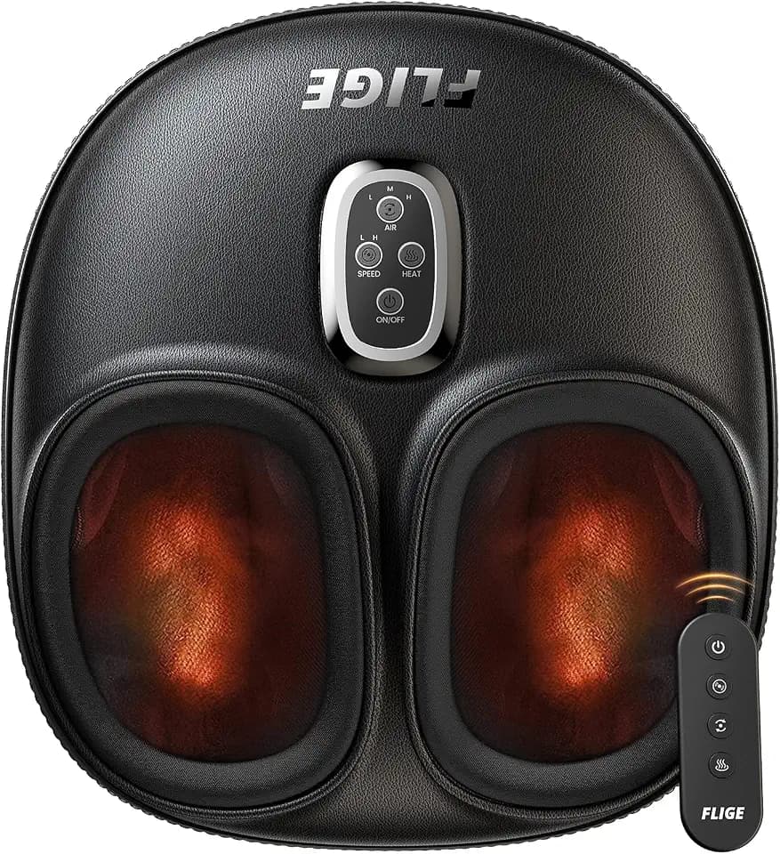 Shiatsu Foot Massager with Heat, FSA-HSA Eligible, Deep Kneading & Compression Feet Massager for Plantar Fasciitis, Neuropathy Pain Relief, Targets Heel, Arch & Toes - Fits Up to Men Size 13