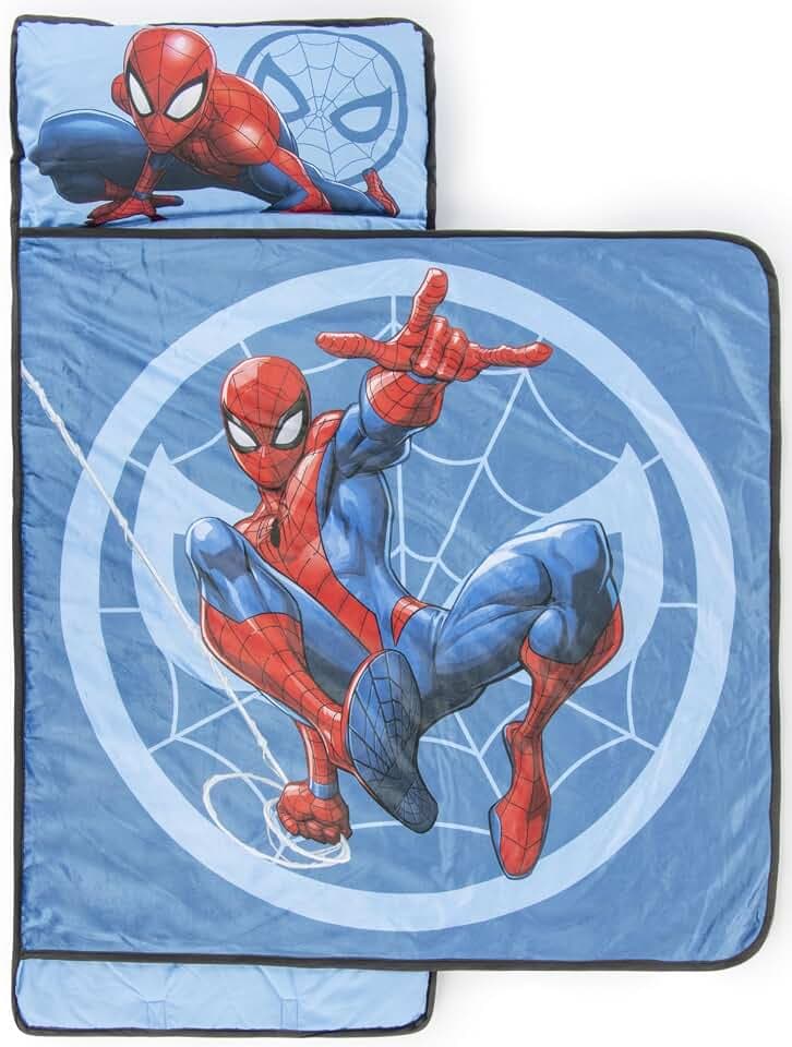 Jay Franco Kids Nap Mat with Embedded Pillow & Blanket – Soft 46"x20" Microfiber Sleeping Bag with Name Tag & Handle for School, Travel, Sleepover