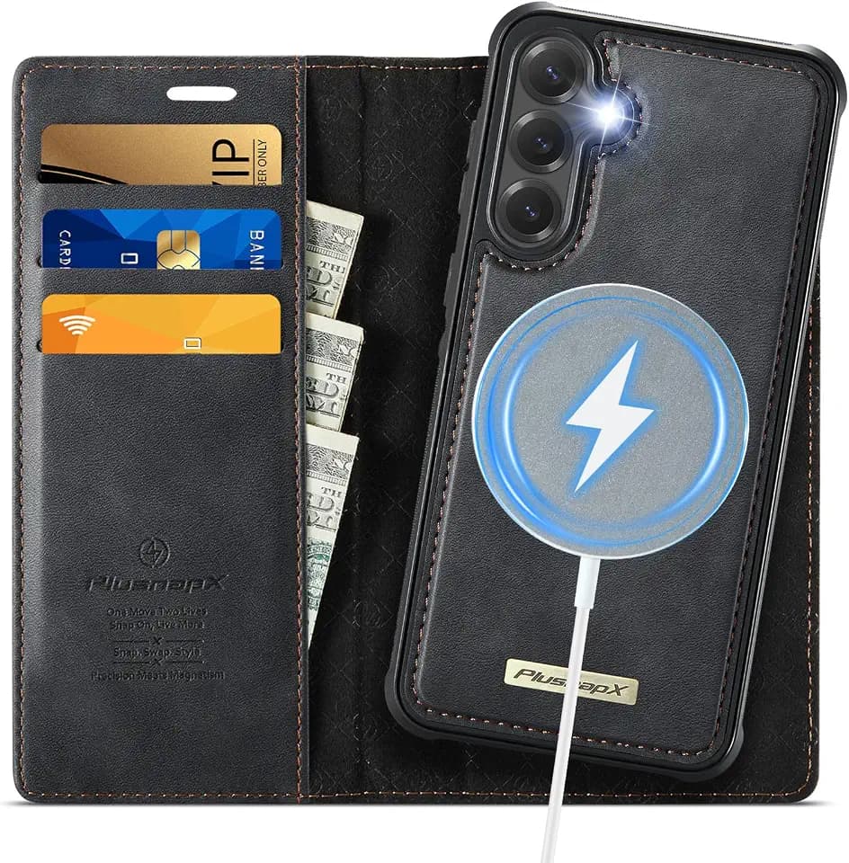 for Samsung Galaxy S24 Plus 2in1 Detachable Wallet Case, Black