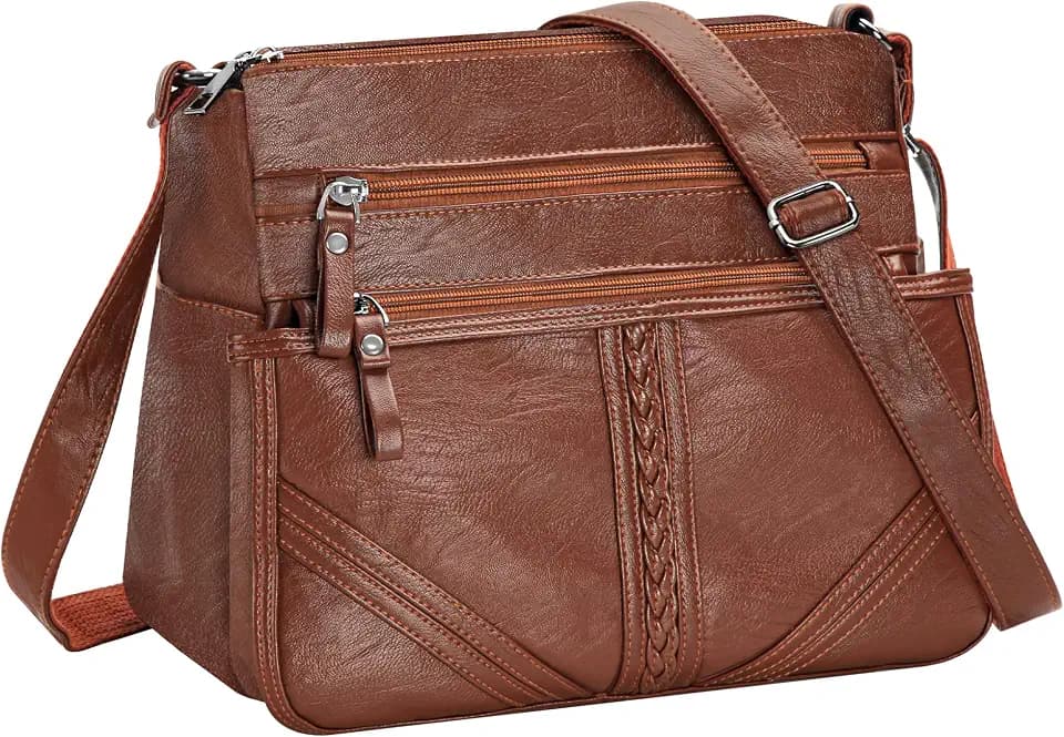 ELDA Crossbody Bags For Women Pocketbooks Soft PU Leather Purses and Handbags Multi Pocket Shoulder Bag