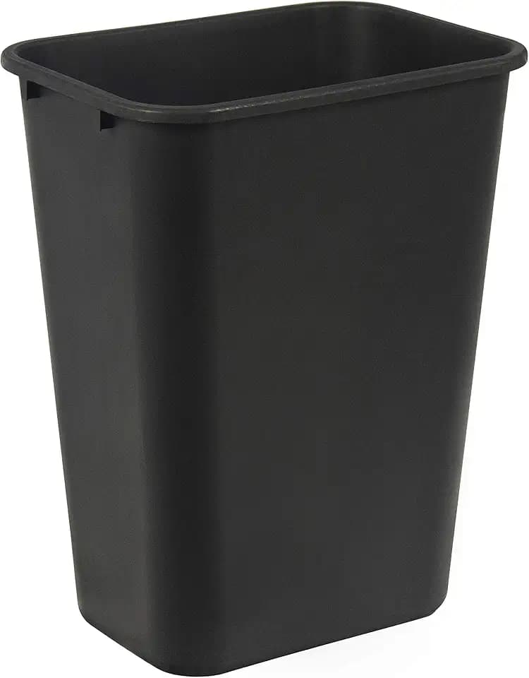 Amazon Basics Rectangular Commercial Office Wastebasket, Easy to Clean, Space-Saving,15.5"L x 11.5"W x 20"H, 10 Gallon, Black