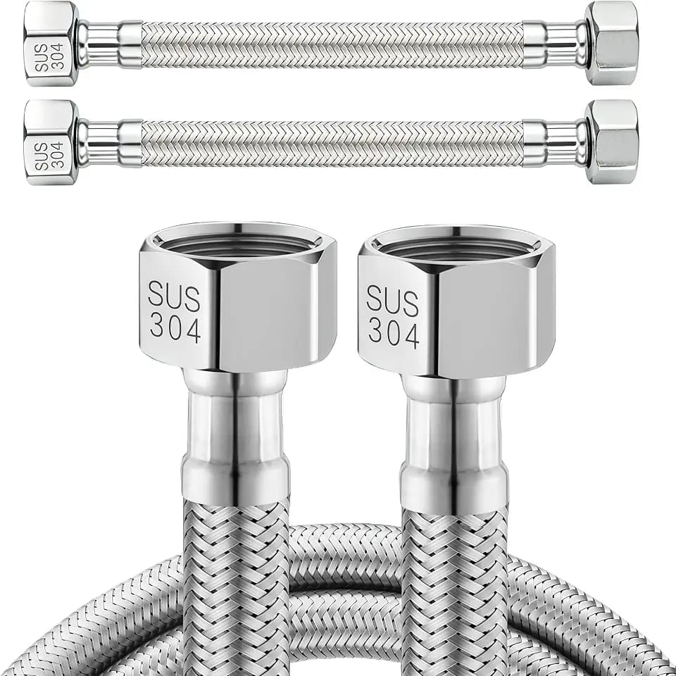 2 Stück Flexschlauch 3/8" ÜWM x 3/8" ÜWM,Flexschlauch Edelstahl 30CM,3/8 Zoll Flexibler Panzerschlauch,Verbindungsschlauch mit Edelstahlumflechtung,Anschlussschlauch für Wasserhahn Eckventil