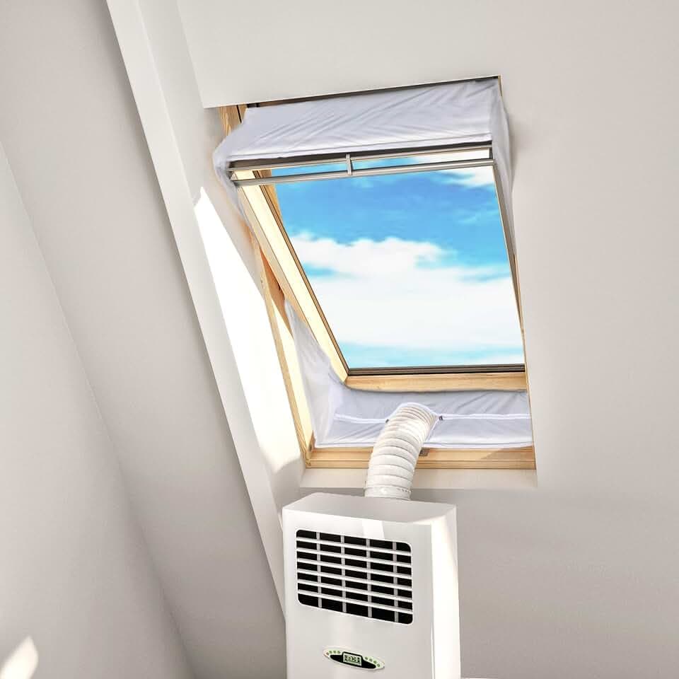 HOOMEE Fensterabdichtung für Mobile Klimageräte Dachfenster, Hot Air Stop zum Anbringen an Schwingfenster, Fensterabdichtung Klimaanlage für max. 300cm Fensterumfang, Fensterkitt Set 2x150cm