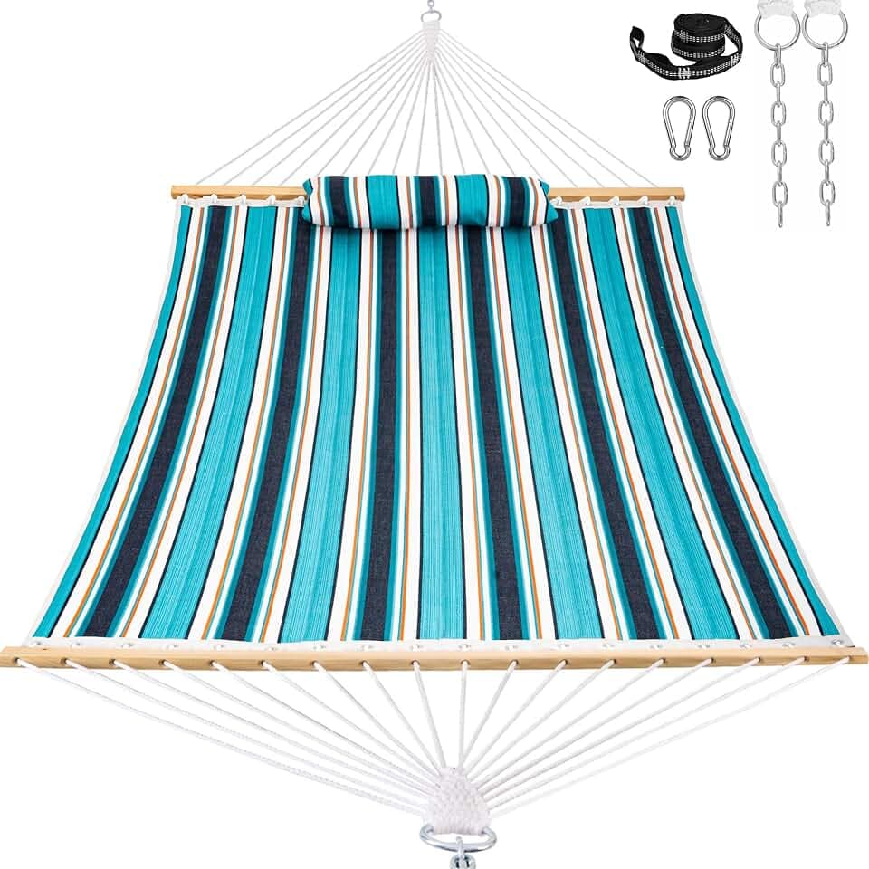 Lazy Daze 12 FT Sunbrella Quilted Hammock, Non-Fading Double Hammock