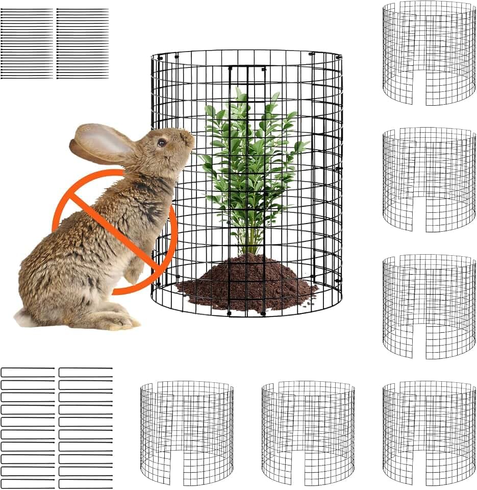 VEVOR 6er-Set Pflanzenschutz vor Tieren, φ 320 x 355 mm, Pflanzenkäfige aus Q195 EP, für Pflanzen im Freien, Blumen und Gemüse, hält Hasen, Hühner und Eichhörnchen fern, 18-teiliges Metallgeflecht