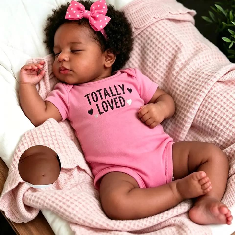 Anano Black Reborn Baby Dolls Full Body 20 Inch Black Reborn Dolls Girl, Realistic Baby Doll Girl Full Body African American Babys Girl Lifelike Babys Doll Washable Toy