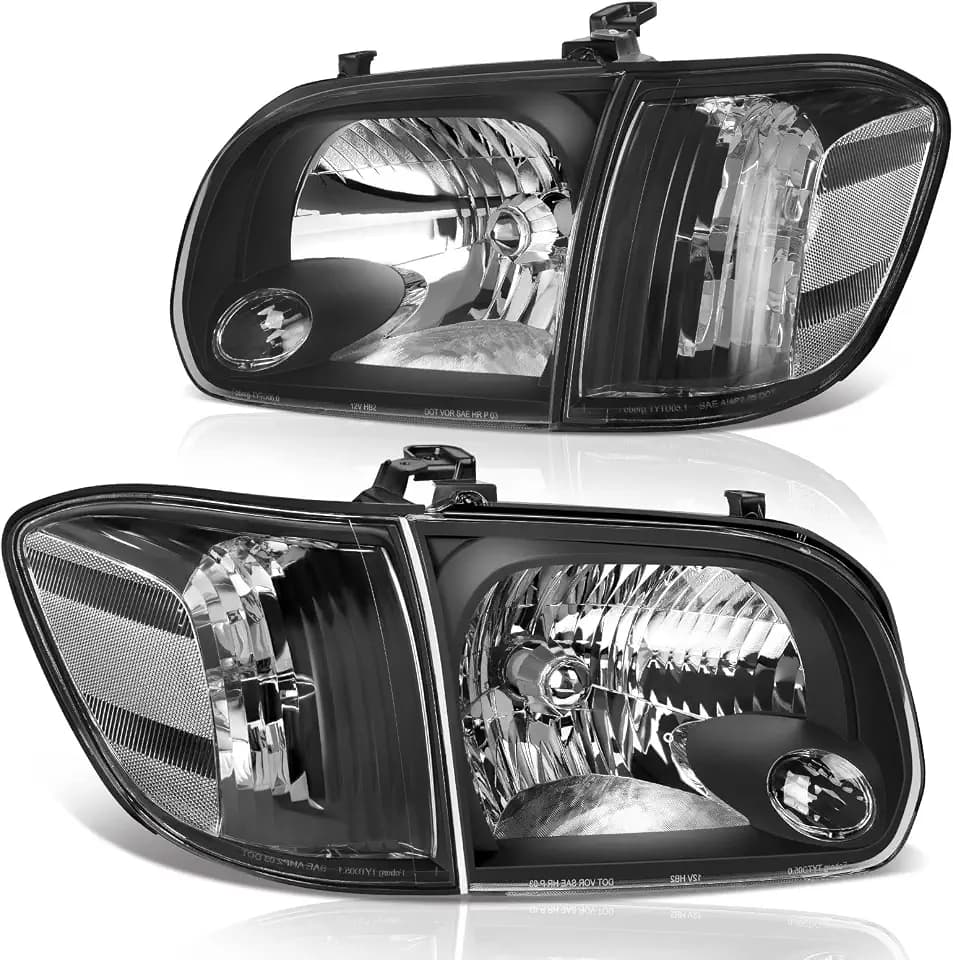 DWVO Headlight Assembly Compatible with 2005-2006 Toyota Tundra Black