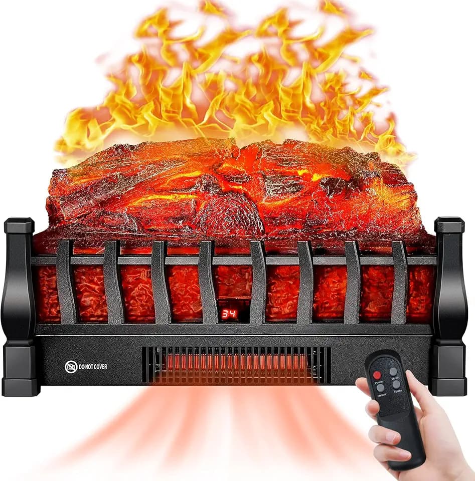 Electric Fireplace Logs Inserts Heater with Remote Control for Home Decor