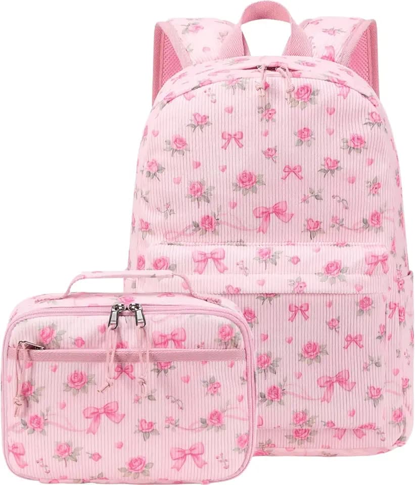 CAMTOP Backpack for Girls Boys Kids School Backpack with Lunch Box Preschool Kindergarten BookBag Set (Pink Rose Bow)