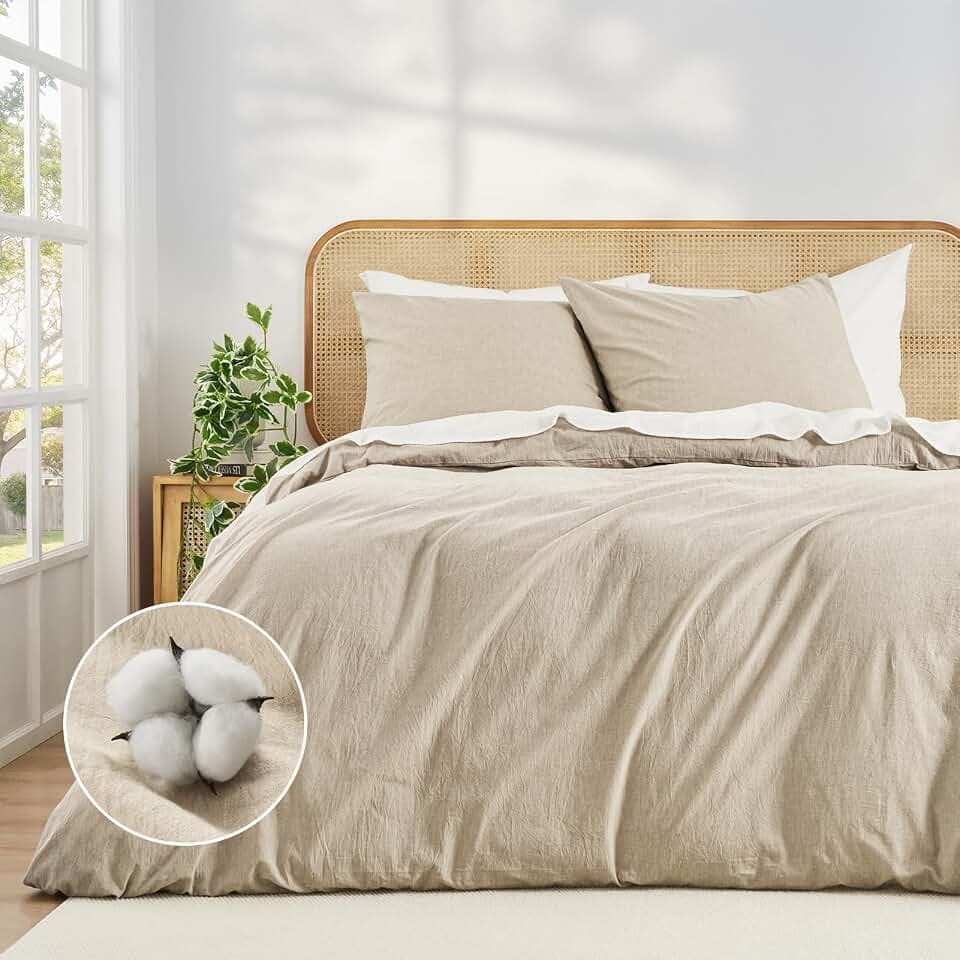 Bettwäsche 240x220 Baumwolle Beige Superweiche 100% Vorgewaschene Baumwolle ÖKO-TEX Bettwäsche 240x220 3 teilig 1 Bettbezug 240x220+2 Kissenbezüge 65x65 All mit Reißverschluss Hochwertige