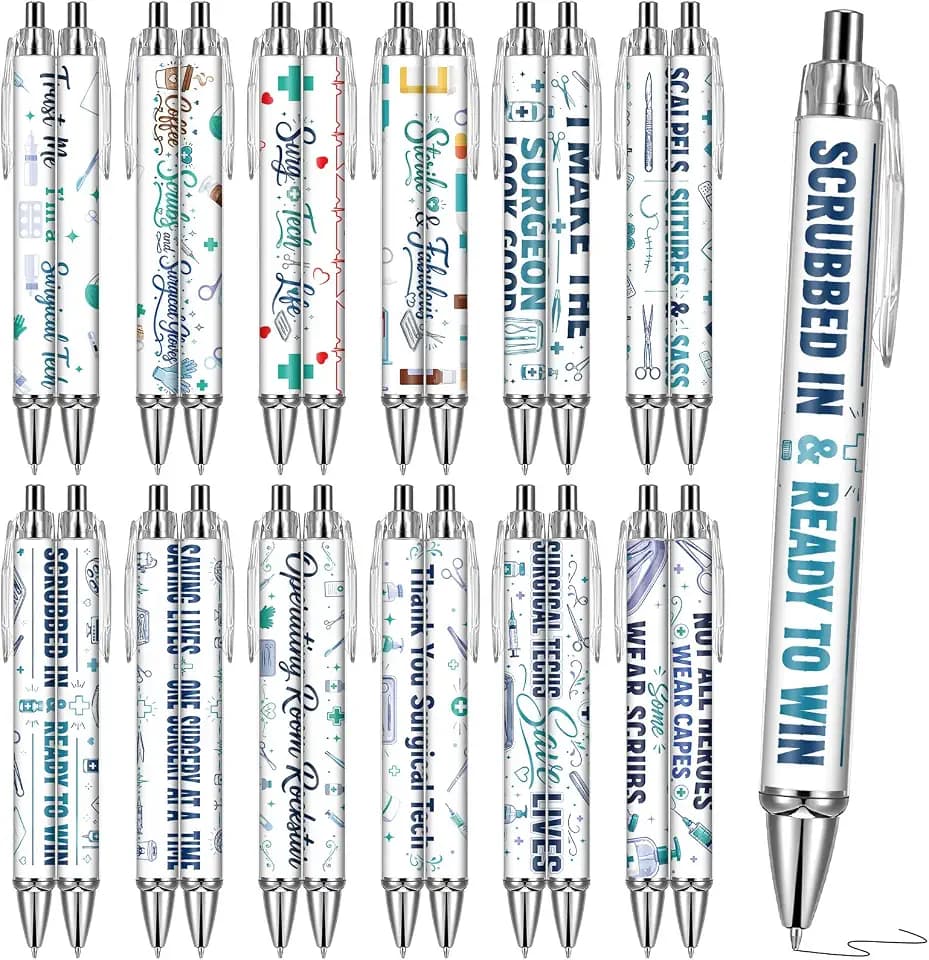 Surgical Tech Week Gifts - 24 Pcs Scrub Technologist Pens Bulk