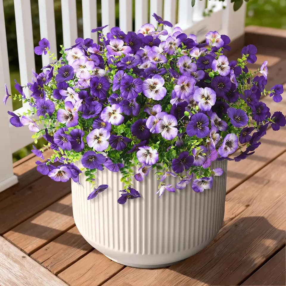 Fake Artificial Pansy Flowers Plants for Outdoors Decoration UV resistant