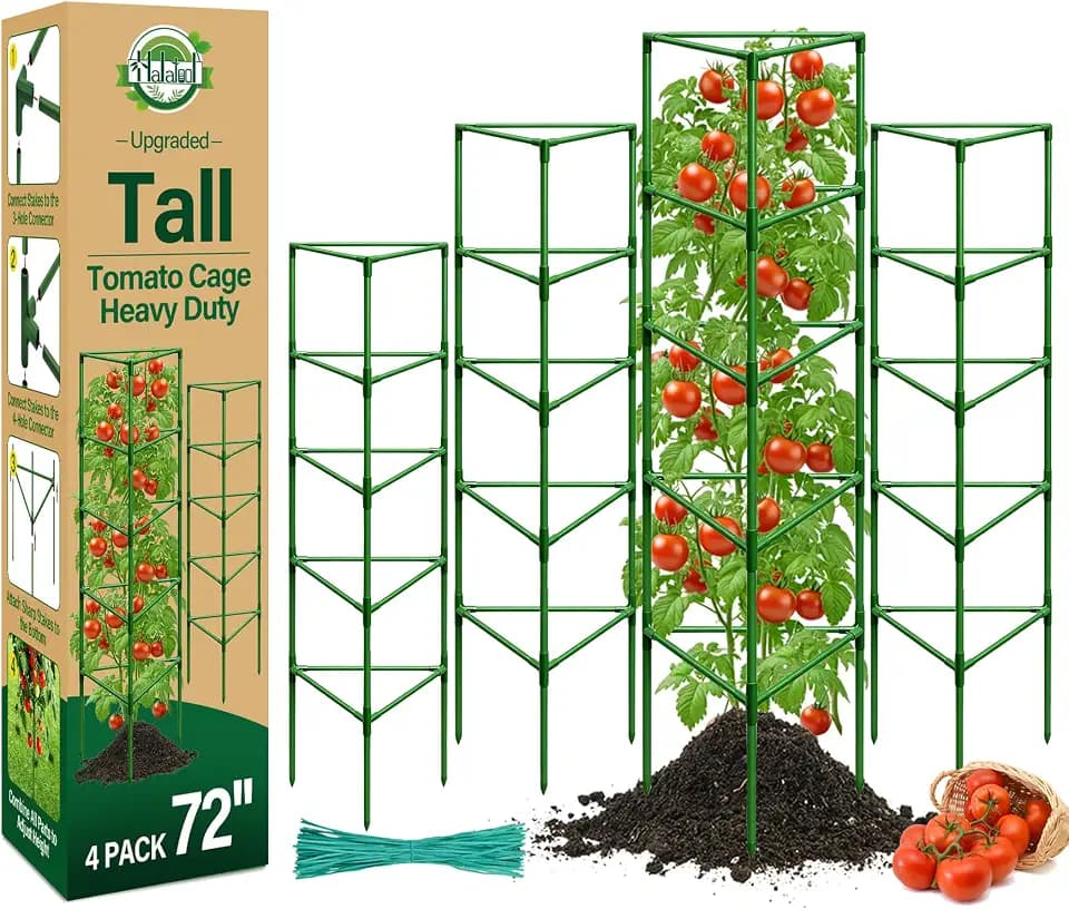 Halatool 4 Pack 72" Tall Tomato Cages for Garden, Large Tomato Trellis