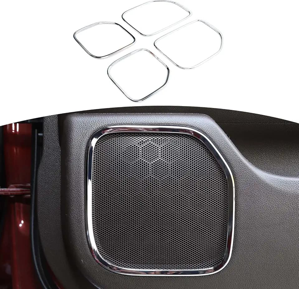 RT-TCZ for Silverado Chrome Door Speaker Frame Trim Cover for Chevy Silverado GMC Sierra 2014 2015 2016 2017 2018 Chrome Interior Accessories 4pcs