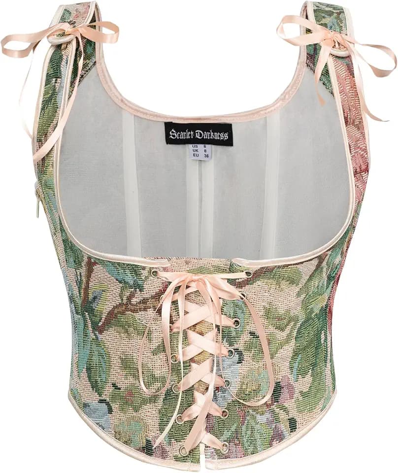 Bustier Damen Unterbrust Korsett Mittlalter U-Ausschnitt Lace-Up Corsage