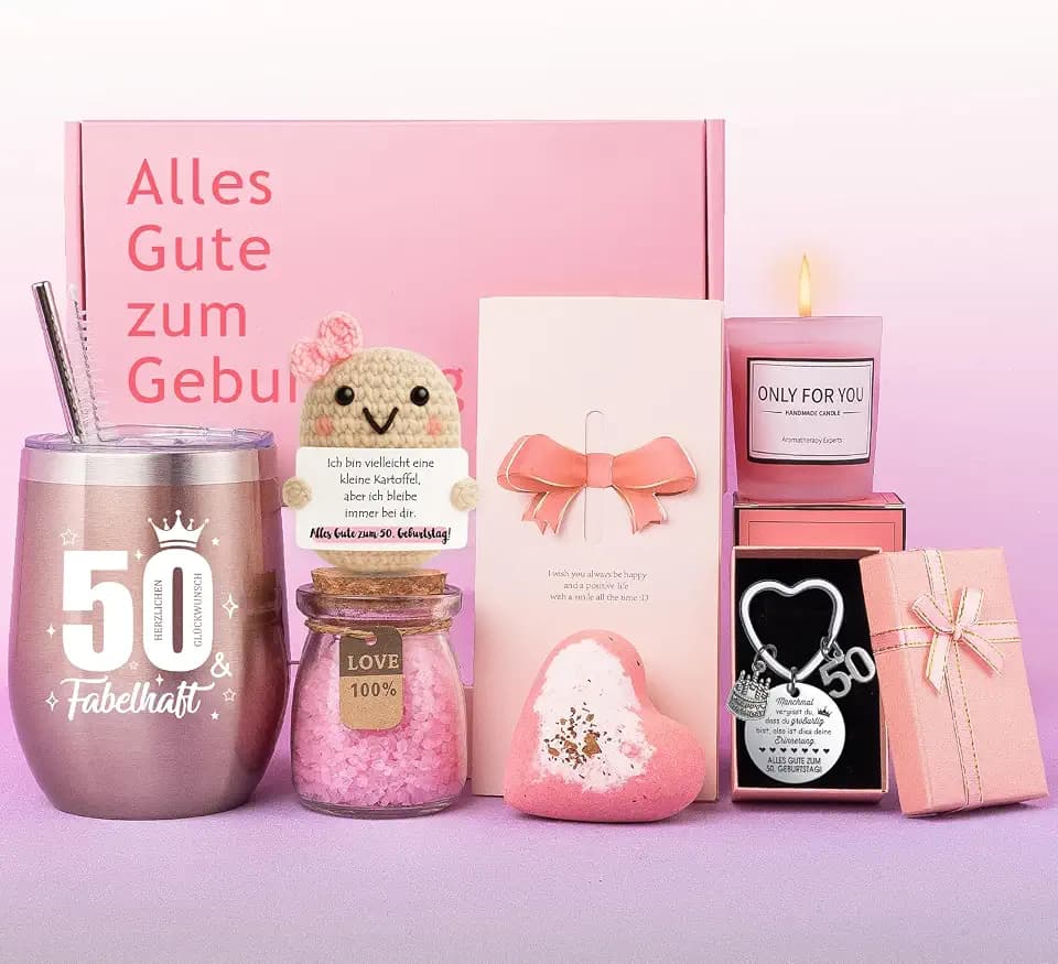 Tixlux Geschenk für Frauen, 50. Geburtstag Geschenkset, liebevolles Geschenk für Mutter, Ehefrau, Freundin, Kollegin, perfekt zum Meilenstein-Geburtstag