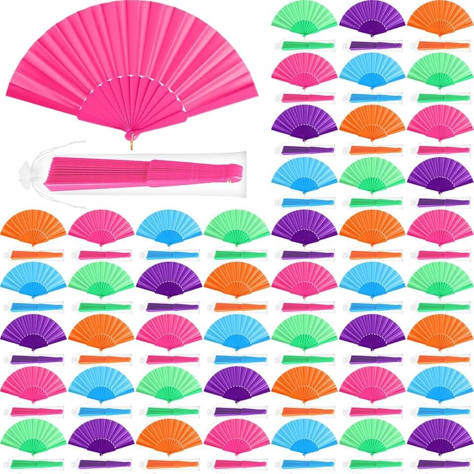 Blulu 50 Pack 9 Inch Clapping Fans for Line Dancing Bulk, Colorful