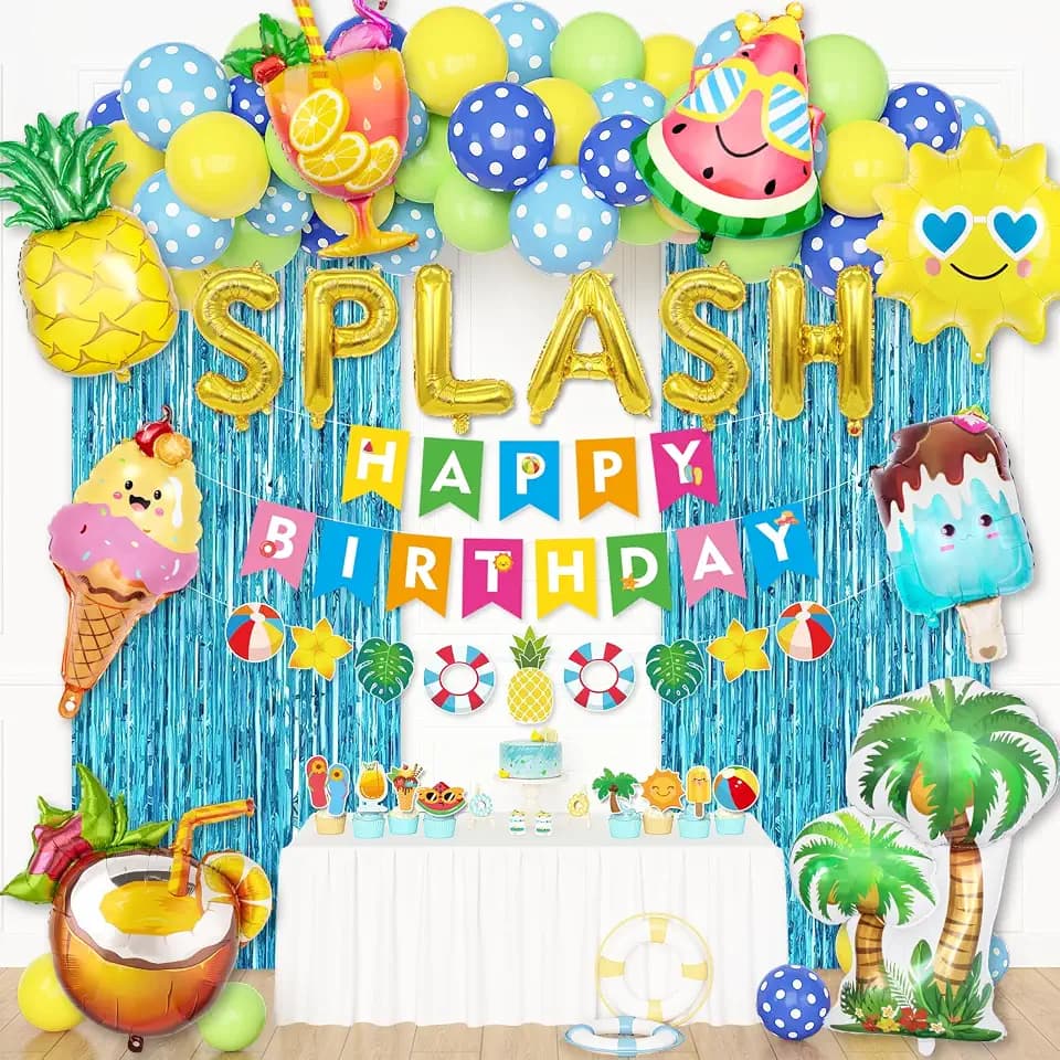 Ouddy Life Summer Pool Beach Splish Splash Bash Birthday Party Decorations