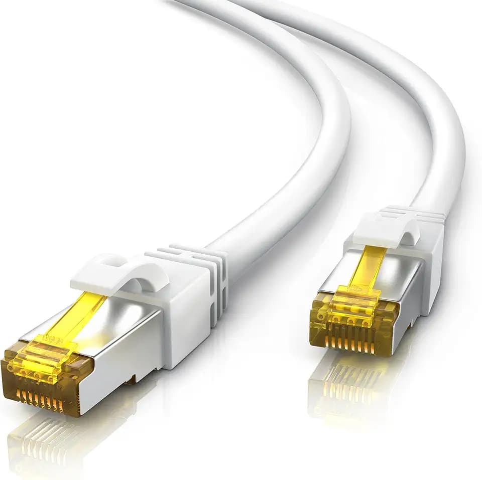 CSL - 5m CAT 7 Netzwerkkabel - Lan Kabel für 10 Gigabit High Speed Internetkabel, Hochgeschwindigkeits Ethernet Kabel, S FTP PIMF, 10 Gbps Cat.7 RJ45 - Switch Router Modem PC - 5 Meter Weiss