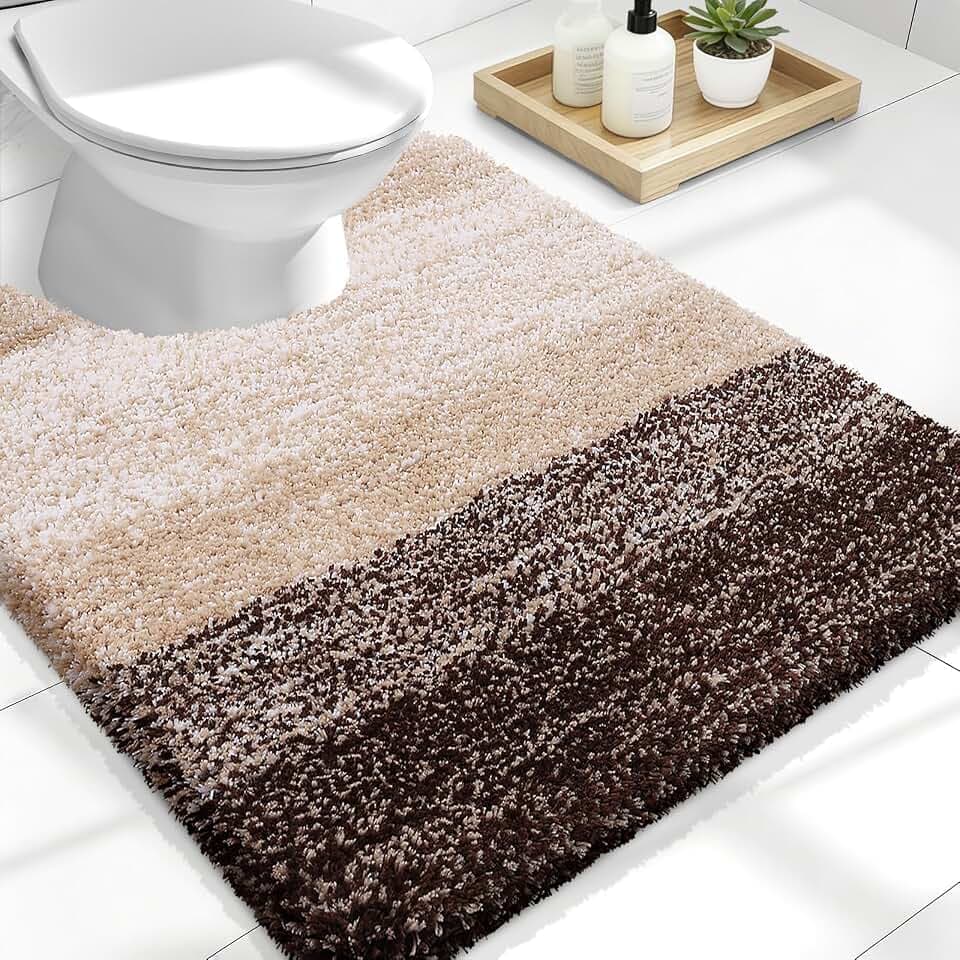 OLANLY Luxury Toilet Rugs U-Shaped 24x20, Soft Absorbent Microfiber Mat