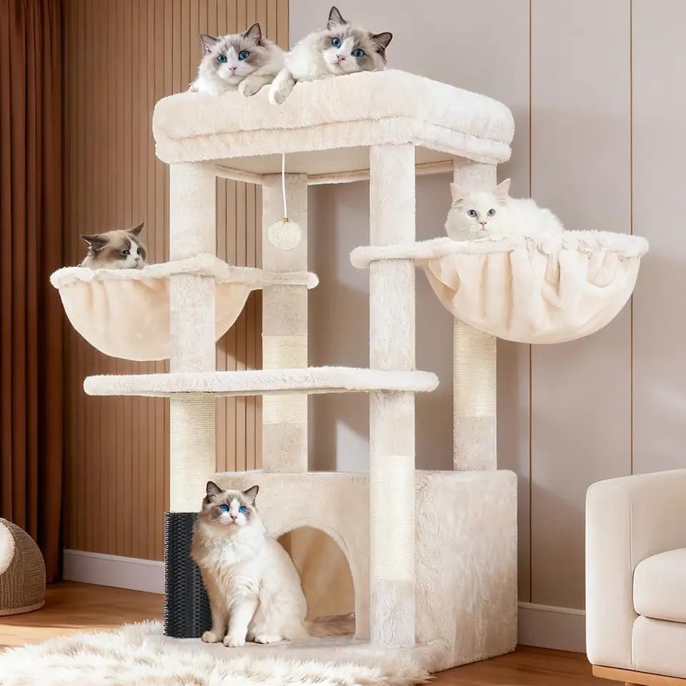 Hey-brother Cat Tree Tower with Large Platform, Spacious Condo, MPJ060M