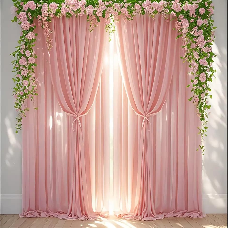 Wedding Backdrop Chiffon Photo Backdrop 4 Panels 5x8ft Dusty Rose Baby Shower Background Birthday Photo Home Party Curtains Backdrop