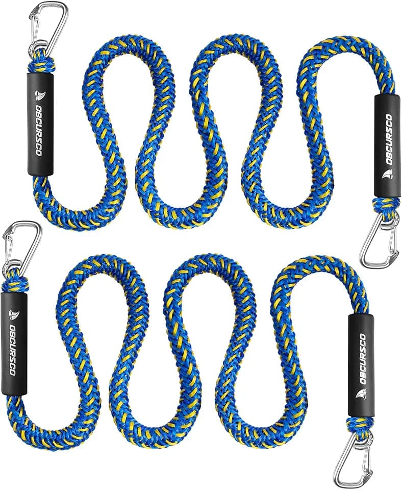 OBCURSCO Bungee Dock Lines for Boats, Double Clip Jet Ski Dock Rope, 2 Pack