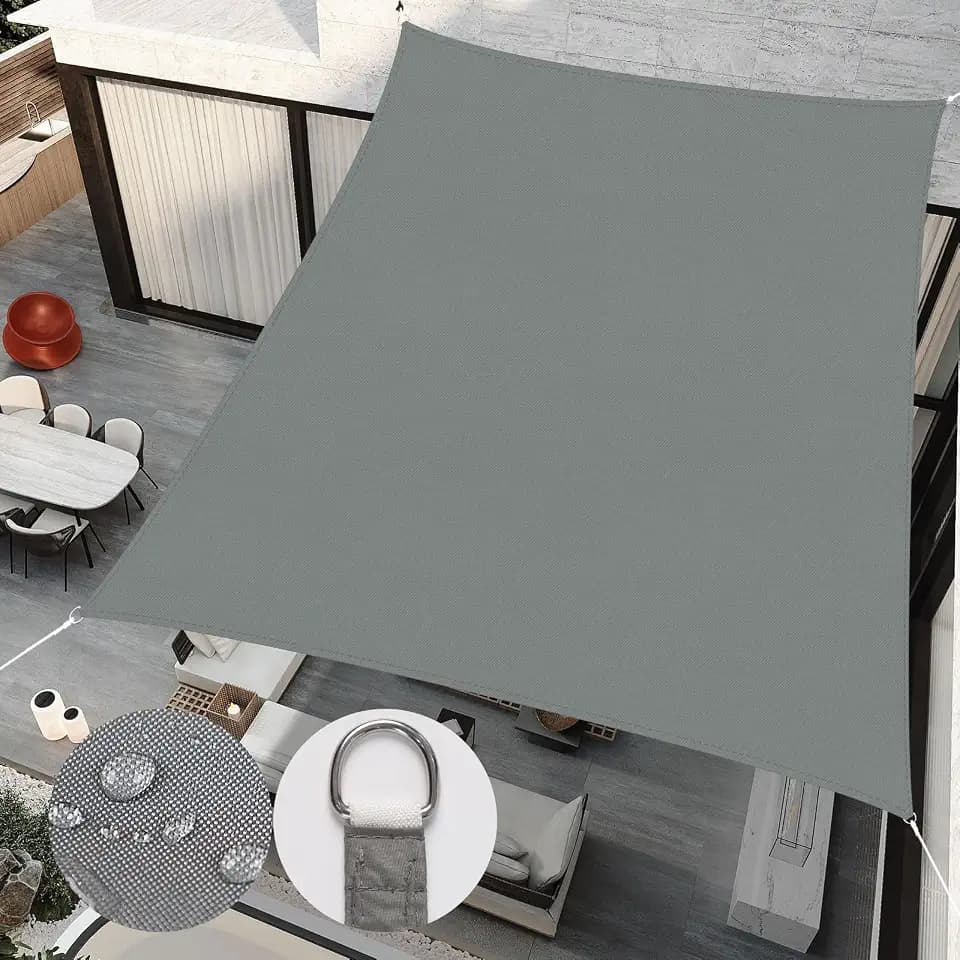 RICHIE Upgrade 8'x10' Sun Shade Sail Rectangle Canopy, Water Resistant & UV Block Sunshade for Outdoor Patio Lawn Beach Garden Carport Backyard Deck Pergola, Grey