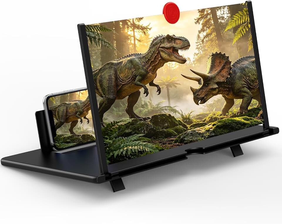 Screen Magnifier for Cell Phone, Mobile Phone 3D HD Magnifying Projector Screen Enlarger for Movies, Videos and Gaming, Foldable Phone Stand with Screen Amplifier,Gifts for Mom Dad