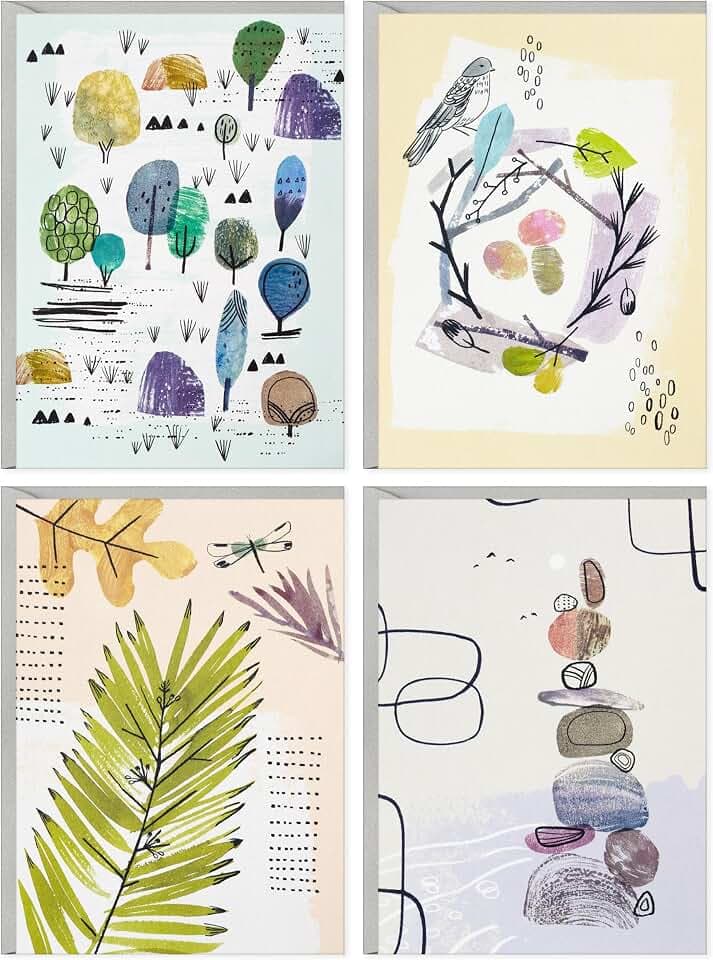 Hallmark Nature Blank Cards, Assorted 48-Pack (Trees, Leaves, Birds, Rocks)