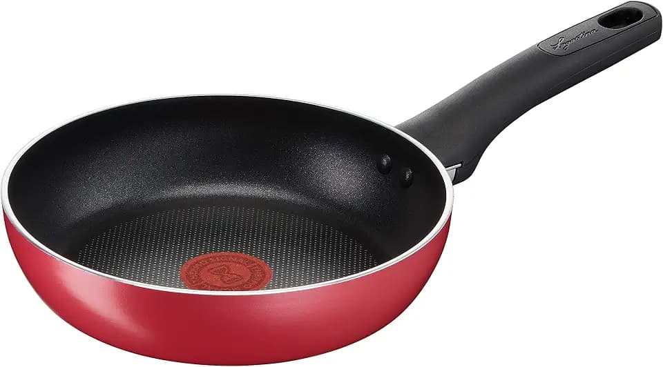 Lagostina Cucina Mediterranea Pfanne Ø 20 cm für Induktion, Aluminium mit Antihaftbeschichtung, mit Thermo-Signalanzeige, Rot