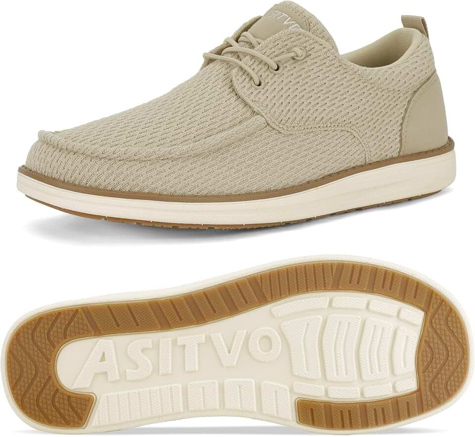 ASITVO Loafers for Men Wide Boat Slip on Dress Casual Walking Shoes Moc Toe