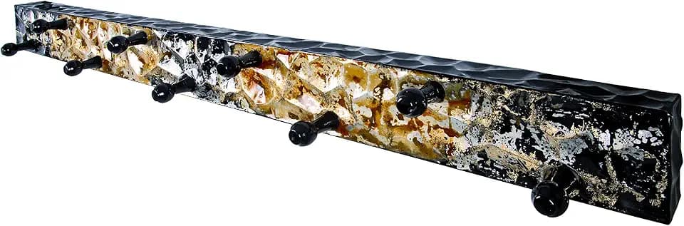 HAKU Garderobenleiste Gold, schwarz, Metall - Maße: B 115 cm x H 11 cm x T 6 cm, Style: Art Deco