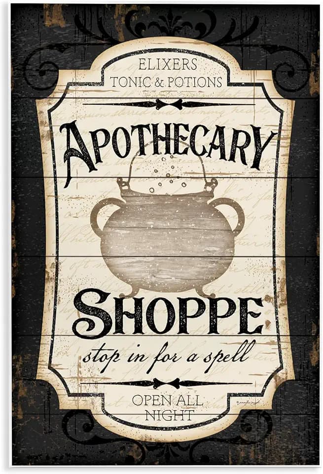 Apothecary Shoppe Spooky, 13 x 19 Inch Mounted Print on Wall Plaque