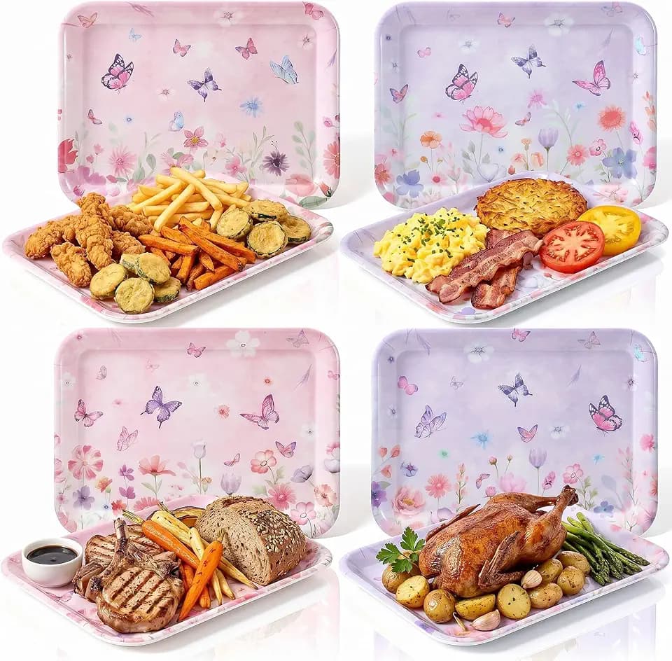4 Pieces Butterfly Serving Trays Melamine Platters
