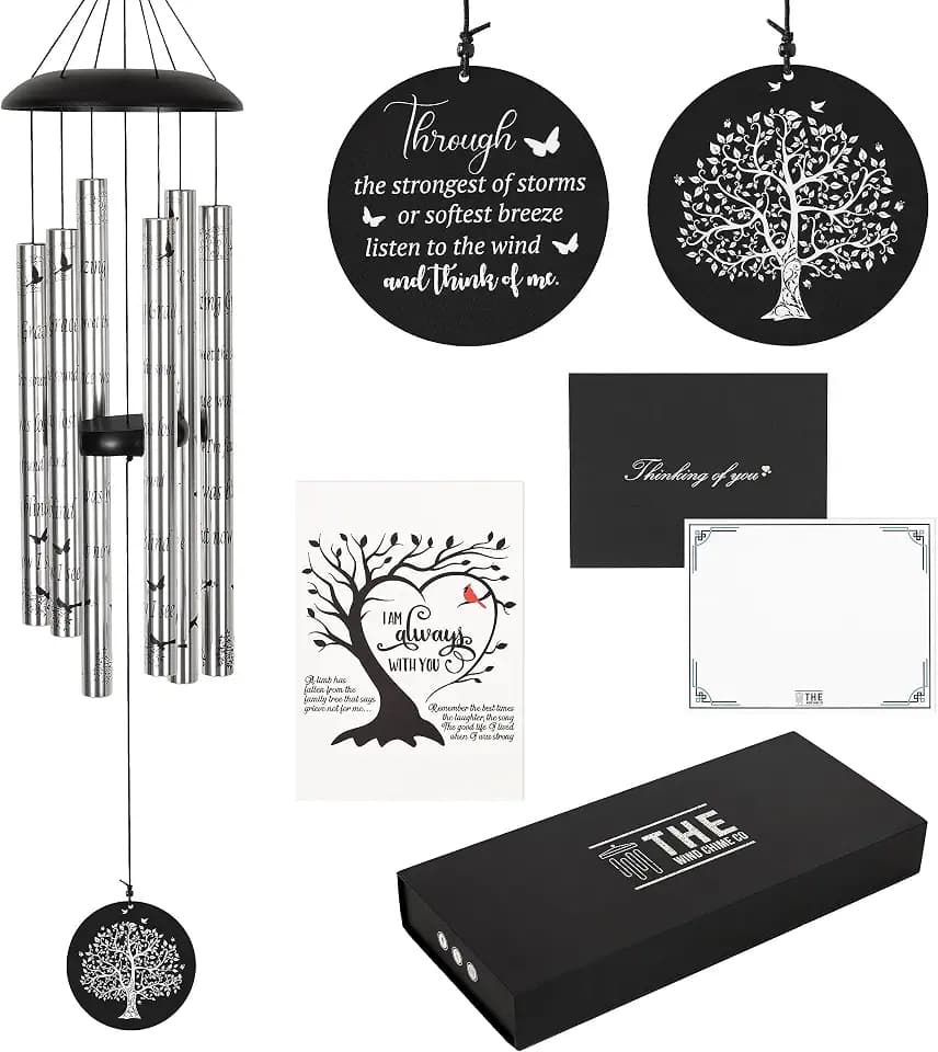 The Wind Chime CO Deep Tone Sympathy Wind Chime with 6 Andonized Aluminum Tubes Tuned Soothing Melody, Memorial Wind Chimes for Outside Decoration (Patio, Graden, Yard) 40"