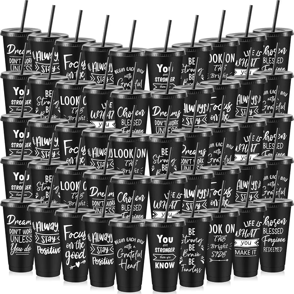 Uiifan 50 Pcs Inspirational Cups Bulk for Employee,Black