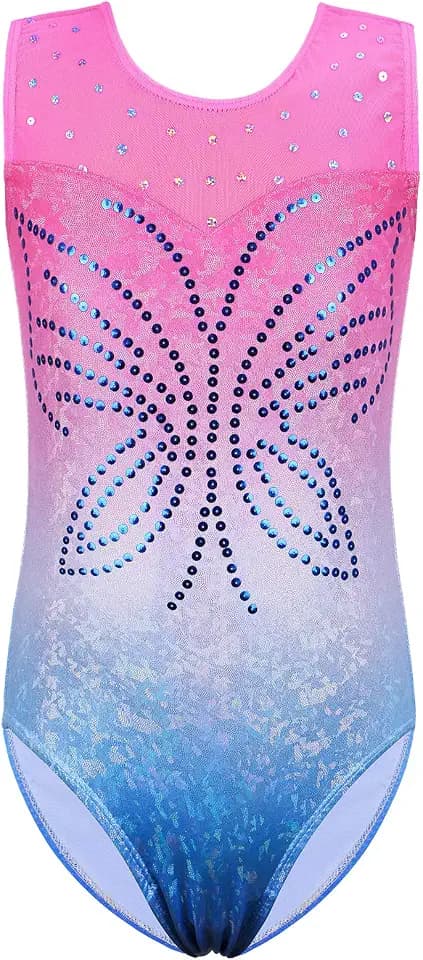 Kinder Mädchen Gymnastik Trikot Gymnastikanzug ärmellos Klassisch