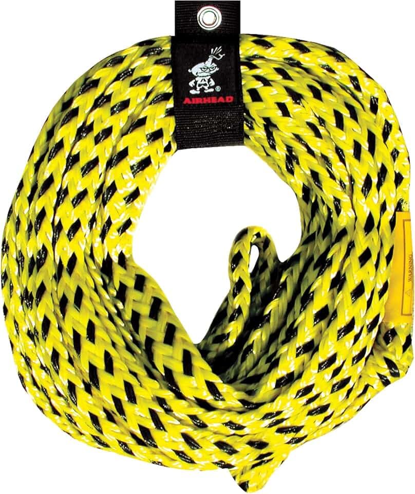Airhead 1-6 Person Tow Rope for Towable Tubes, Heavy Duty Boat Towline for Tubing, UV Resistant 16 Strand Polypropylene with Rope Keeper, up to 6,000 lb Break Strength