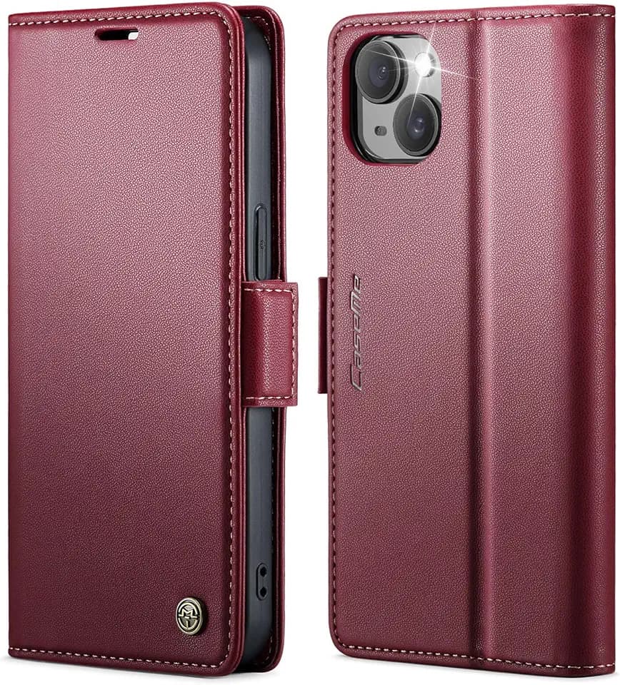 for iPhone 12/12 Pro Case, Premium PU Leather Wallet Case Flip Cover with [RFID Blocking][Card Holder][Stand Function] Shockproof Protective for iPhone 12 Pro/12, Red
