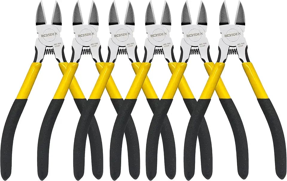 BOOSDEN Wire Cutter 6.5 inch Cutting Pliers Diagonal Cutter Snipper 6 Pack