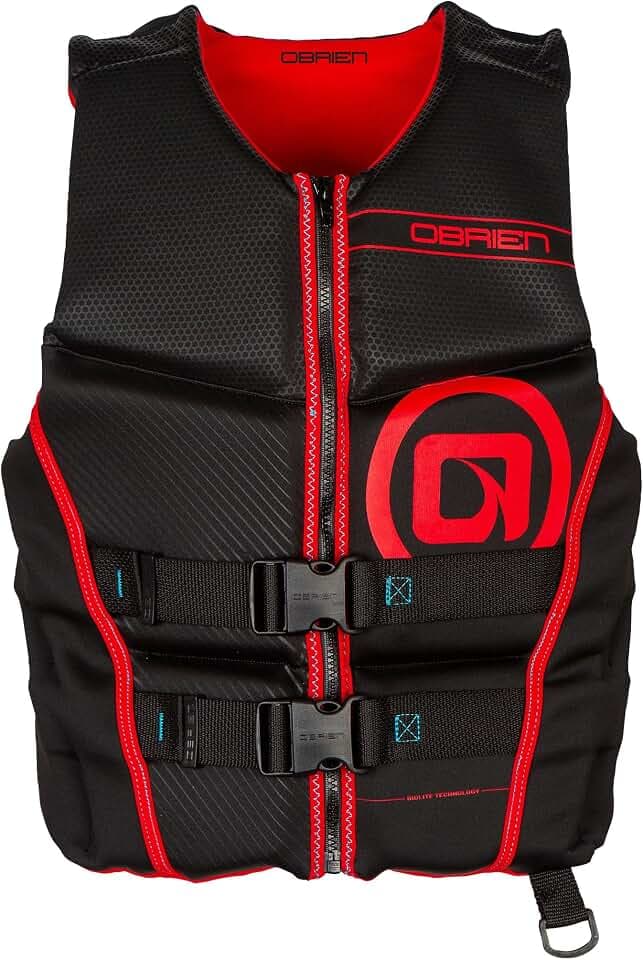 O'Brien Flex V-Back Life Jacket – Coast Guard Approved Adult Life Vest with Flex Fit Design, Lightweight Foam & Front Zip Closure for Watersports, Boating, and Jet Skiing