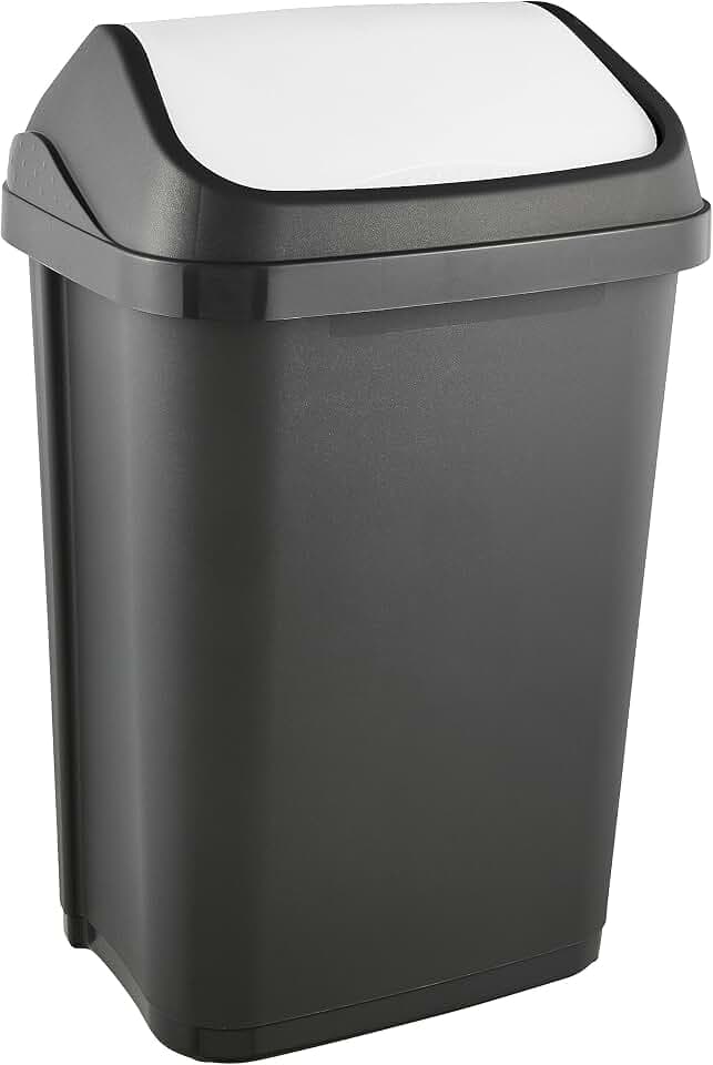 keeeper Mülleimer mit Schwingdeckel, 25 l, Swantje, Graphit-Grau | Für Abfallsäcke mit 35-60 Liter Volumen, Einfach zu öffnender Deckel, Angenehme Haptik, Deckelhalterung abnehmbar