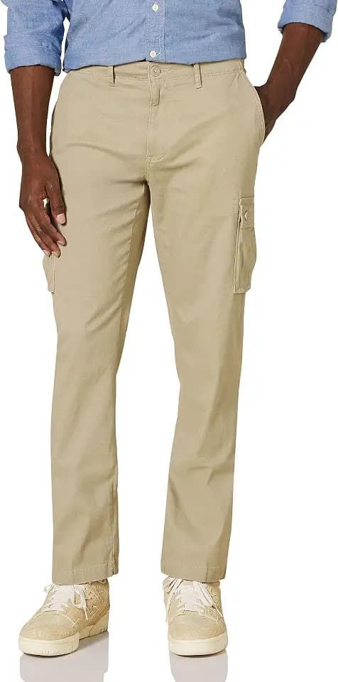 Amazon Essentials Men's Straight-Fit Breathable Stretch Cargo Pants (Available in Big & Tall), Khaki Brown, 56W x 28L