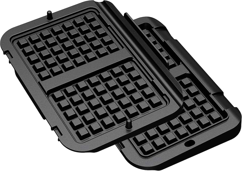 Tefal XA7308 OptiGrill Waffelplatten | passend für OptiGrill 4in1 und 2in1 Modelle | Zubereitung von Belgischen Waffeln | Schwarz
